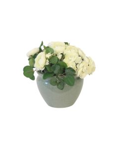 Cream Green Ranunculus in Sage Vase