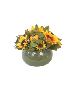 Sunflower Mix in Green Garden Pot