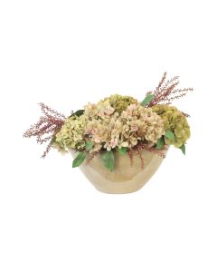 Hydrangea Mixed with Bayleaf and Berries Planting in Square Planter