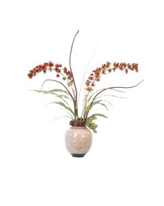 Brown Yellow Dendrobiums Mixed with Orchid Foliage and Blades