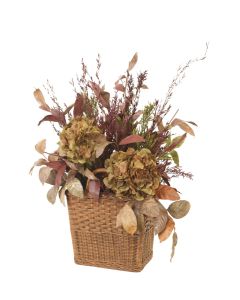 Hydrangea Mixed with Salal and Lemon Leaf and Myrtle in Basket