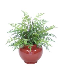 Natural Touch Fern Bush in Rust Red Planter