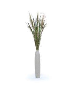 Pampas Grass with Wild Grass, Whip Grass and Plum Reeds in Grey Vase