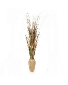 Plume Reeds with Millet and Natural Grasses in Milu Vase