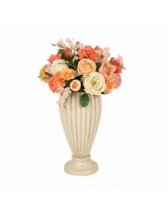 Mixed Rose Arrangement with Freesia and Poppies in Tapered Vase