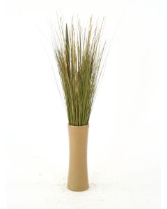 Mixed Grasses In Brown Latte Stoneware Cylinder