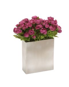 Purple Ranunculas in Silver Container