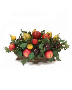 Fruit Abundance in Wood Oval Bowl