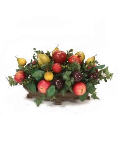 Fruit Abundance in Wood Oval Bowl