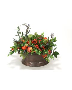 Mixed Berries, Fruit and Greenery in Vintage Copper Newport Oval Planter