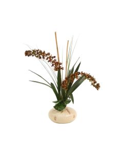 Brown Orchids in Balinese Ceramic Vase