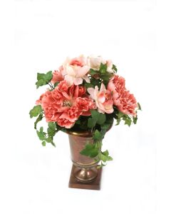 Peony and Roses with Ivy in Bronze Urn