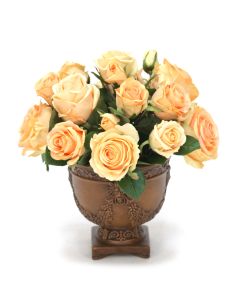 Peach Roses in Garland Urn