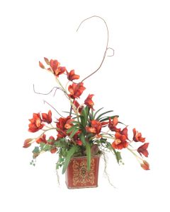 Rust Iris in Square Porcelain Planter