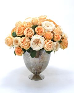 Peach Rose Mix in Marbled Glass Embrace Vase