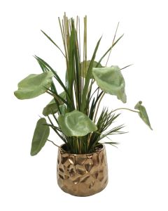 Orchid Foliage Mix in Medium Burnt Gold Gabi Planter