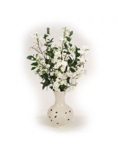 White Cherry Blossoms in White Cloud Vase