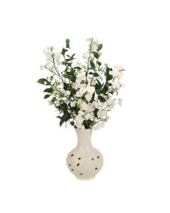White Cherry Blossoms in White Cloud Vase