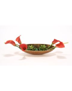 Rust Calla Lilies in Low Brass Tray