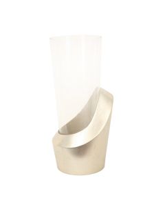 Silver Leaf Tsunami Planter with Glass Vase Inset