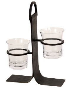 Wrought Iron Candle Holder With 2 Clear Vases