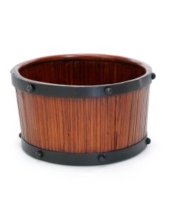 Small Wood Bucket with Metal Rim