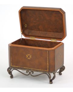 Leather Chest with Base in Brown with Gold Tooling