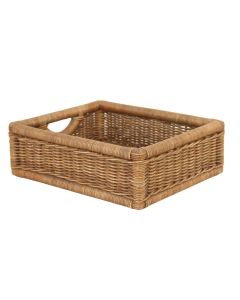 Small Square Woven Rattan Basket with Woven Base Rim