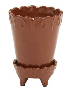 Large Floral Chocolate Pot with Saucer