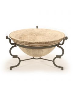 Stone Planter with Antique Metal Stand