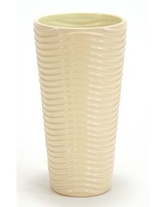 Large Round Vase with Wave Line and Beige Glaze