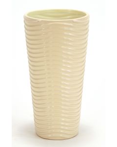Large Round Vase with Wave Line and Beige Glaze
