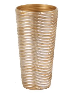 Large Round Vase with Wave Line in Moonstone Gold