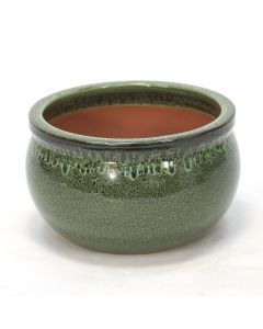 Medium Round Falling Green Glazed Planter