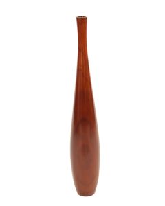 36" Slender Wood Vase in Mahogany Dark Wood