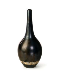 Ceramic Vase in Dark Metallic Brown with Eggshell