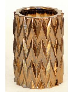 Small Zig Zag Burnt Gold Cylinder Vase (Sold in Multiples of 2)