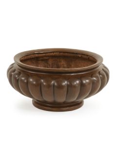 Brown Fluted Round Urn