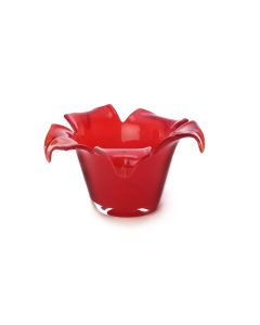 Short Red Vase with Petal Rim