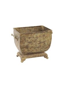 Aged Green Brown Footed Planter with Handles