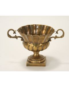 Fluted Compote Urn with Handles in Antique Brass