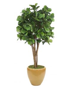 8' Fiddle Leaf Tree Glazed Dark Sand Stoneware Planter