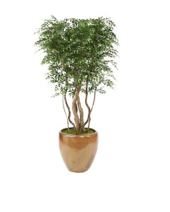 9' Ruscus Tree in Metallic Mocha Stoneware Planter