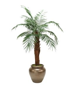 6' Phoenix Palm Tree in Metallic Bronze Stoneware Water Jar