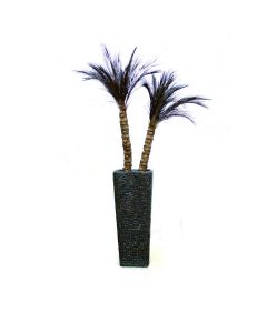 Robellini Palm x2 in Tall Natural Coconut Mosaic on Fiberglass Container