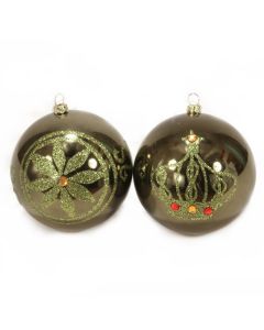 Designer Ornament Group featuring Green Glitter Ornaments