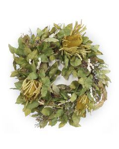Basil Bay Leaves and Natural Banksia and White Berries Wreath