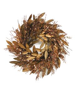 24" Bronze Bay Leaf with Glittered Twigs