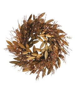 24" Bronze Bay Leaf with Glittered Twigs