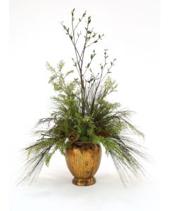 Mixed Foliage's in Gold Vase